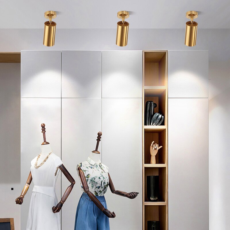 Turn Te Spotlight Woonkamer Achtergrond Muur Thuis Gouden Messing Led Spotlight Kledingwinkel Opbouw Commerciële