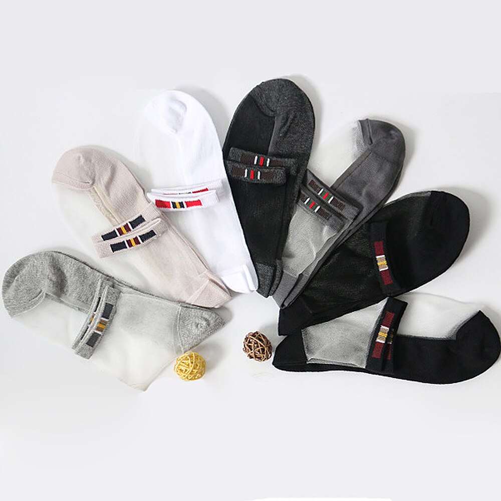 NewMen Socken Ultra-Dünne Glas Silk Kurzen Unsichtbare Transparente Socken Männer Baumwolle Crew Männlichen Baumwolle Anti Skid Atmungsaktive socken