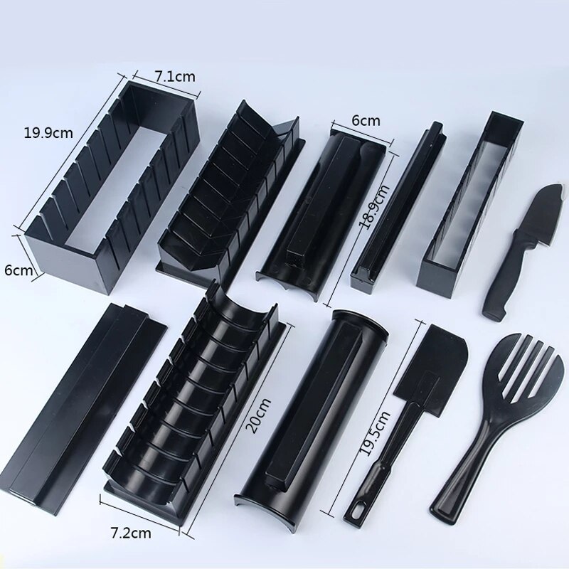 Sushi Maker Equipment Kit Japanese Rice Ball Roll Mold Bazooka Multifunctional Mould Making Sushi Tools Kitchen Gadgets Black