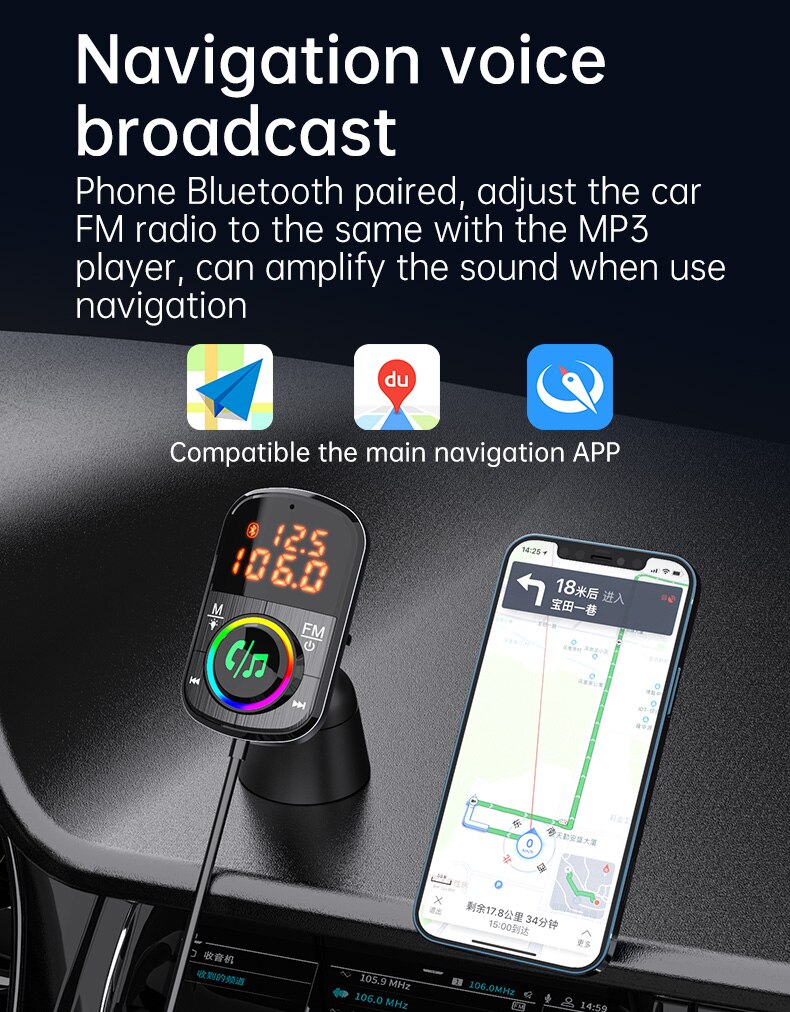 Bluetooth For Cars Handsfree Car Kit Wireless Bluetooth Carkit FM Transmitter Handsfree Aux Audio MP3 Player Bluetooths Adapter