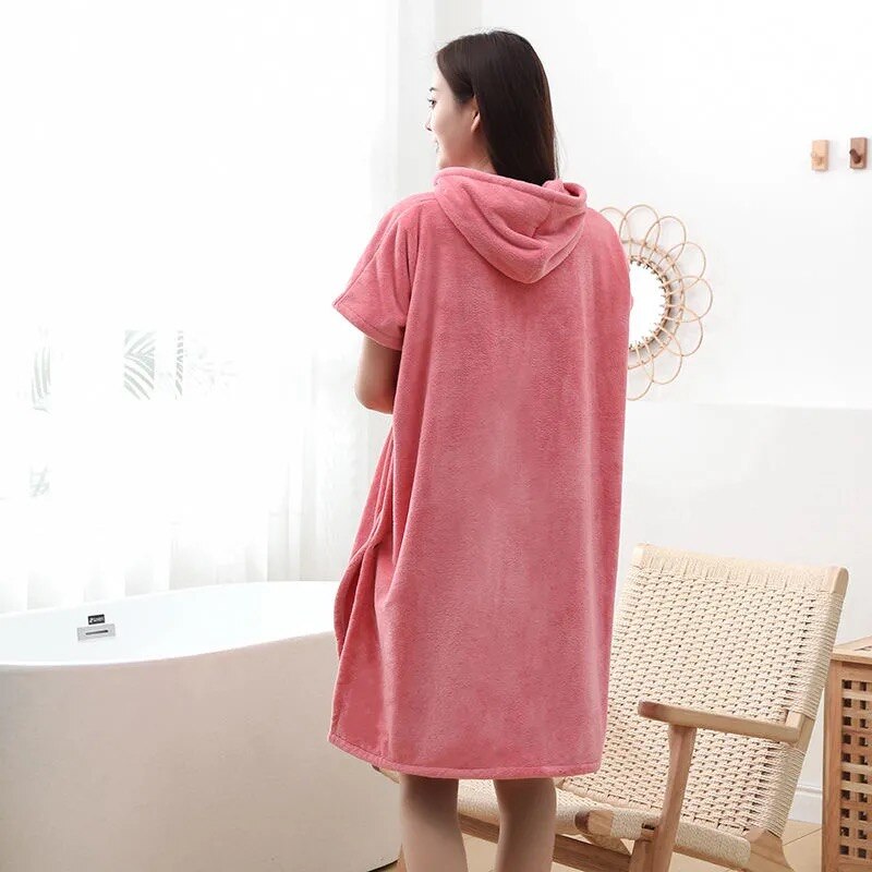 Wearable Bathrobe Beach Towel Fast Absorbing Water Outdoor Sports Soft Tactility Hooded Bath Towels Dress Poncho Swimming Cloak