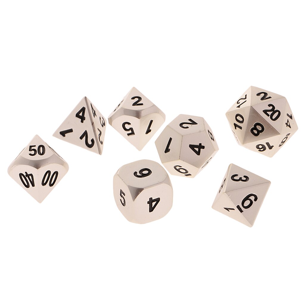 7 dados poliédricos de metal multi-face morrem para masmorras de rpg \ u0026