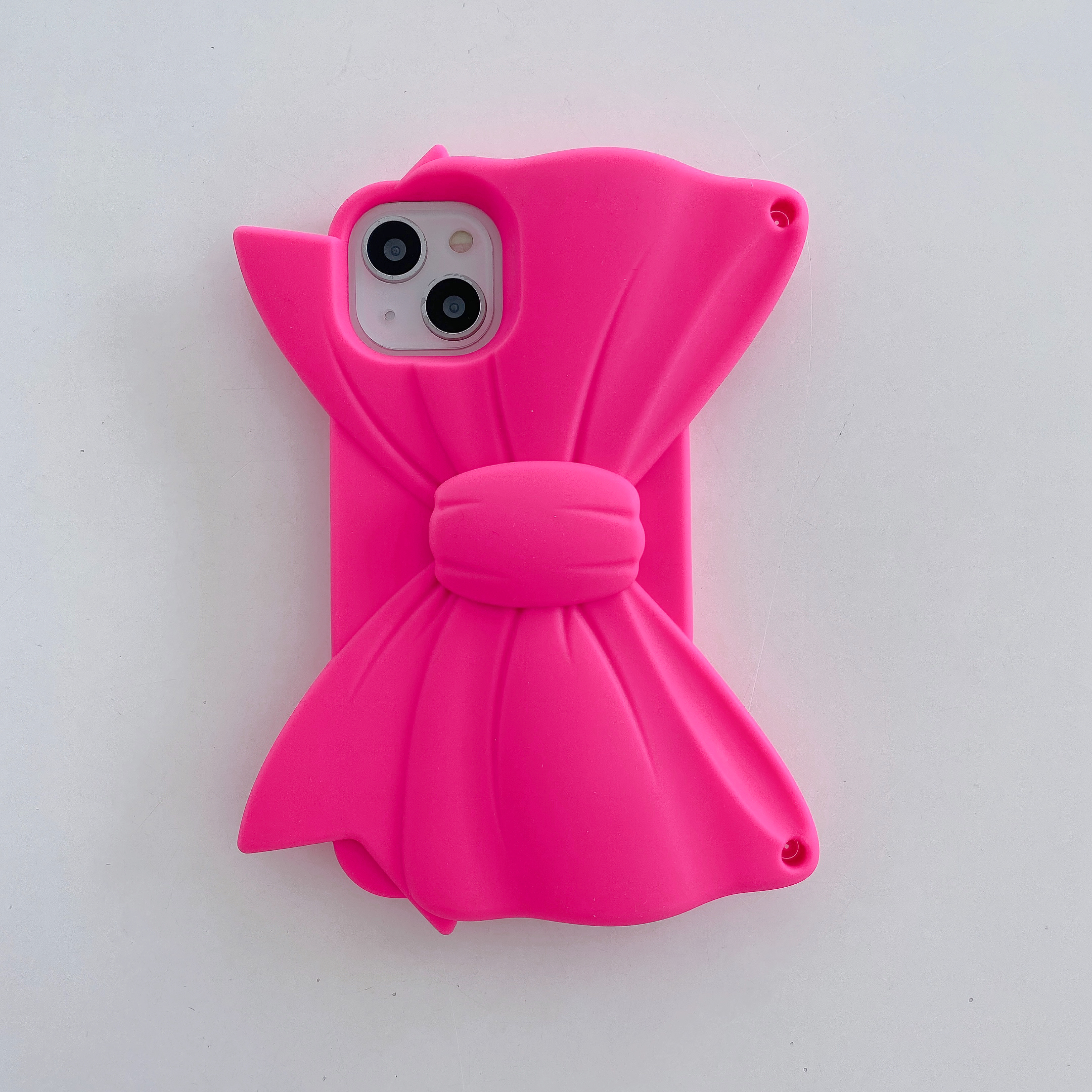 Funda de teléfono de silicona suave con lazo bonito 3D para iPhone 15 14 13 12 11 Pro Max cubierta rosa a prueba de golpes: Para iphone13 (6,1 ")