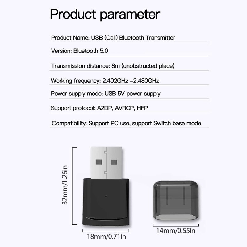Long Range Bluetooth 5.0 USB Adapter for PC Laptop Superior Sound Wireless Dongle for Headphones Speakers