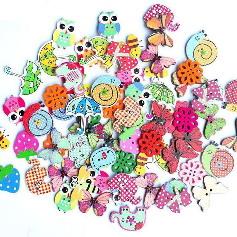 50pcs wooden Buttons for crafts scrapbooking accessories decorativos botones de madera para manualidades