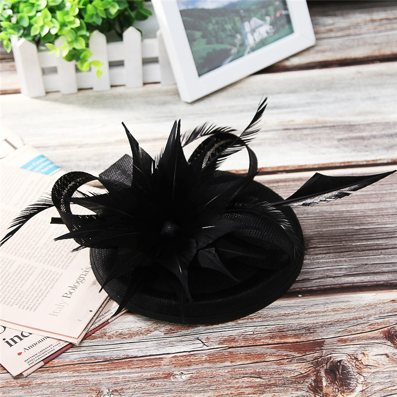 Sombrero de novia para , tocado de novia, tocado de boda, tocado, sombrero de boda al por mayor, sombrero de boda para mujer, pinza de cabeza, boda: Black
