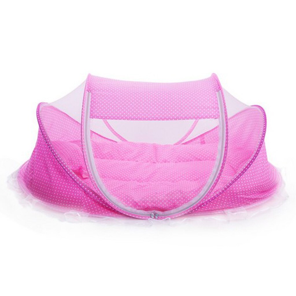 Cuna plegable portátil para juegos de bebés, cama para niños pequeños, mosquitera, colchón para cuna, almohada y tienda de campaña para viajes en interiores al aire libre