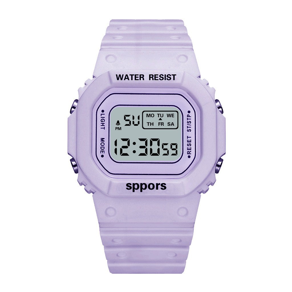 Relojes digitales deportivos a la para hombre, reloj de pulsera LED Simple resistente al agua, reloj electrónico informal de silicona con indicador de fecha y hora: Morado