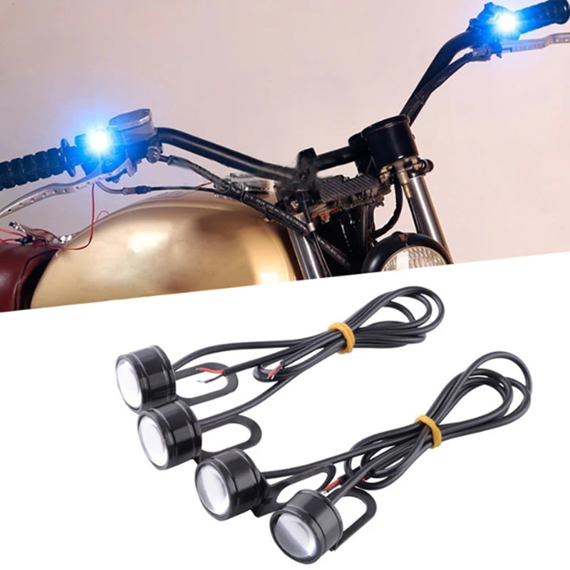 2 pièces moto oeil d'aigle lumière 12V diurne oeil lumière LED inverse sauvegarde stroboscopique Flash aigle lampe