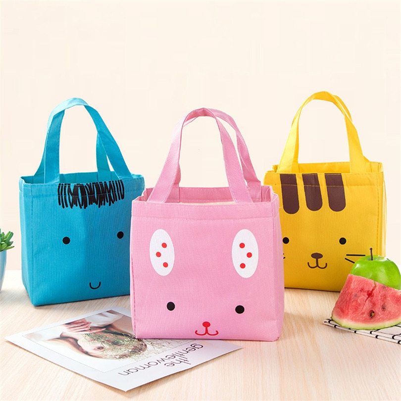 Want Go Portable Canvas Cooler Thermal Bag Sweet Cartoon Insulated Bag Travel Lunch Box Outdoor Picnic Packet Food Storage