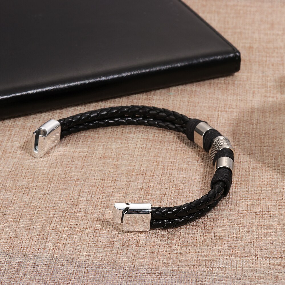 Männer Frauen Armband Neue Punk Stilvolle Leder Magnetische Geflochtene Schließe Armband Weave Bangle Schmuck