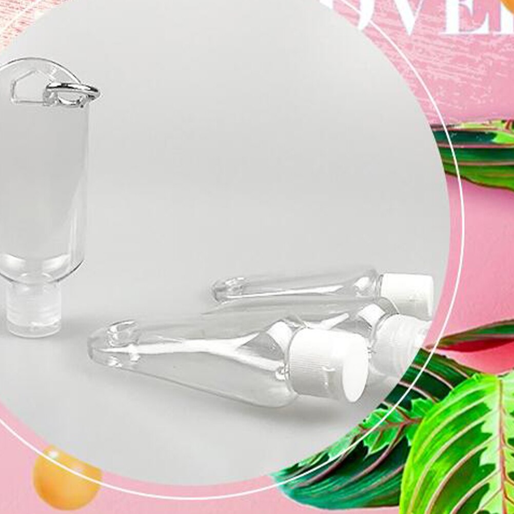 15pcs 50ml Refillable Bottles with Hook Hand Sanitizer Containers Travel Bottles Alcohol Containers(Transparent Bottles)