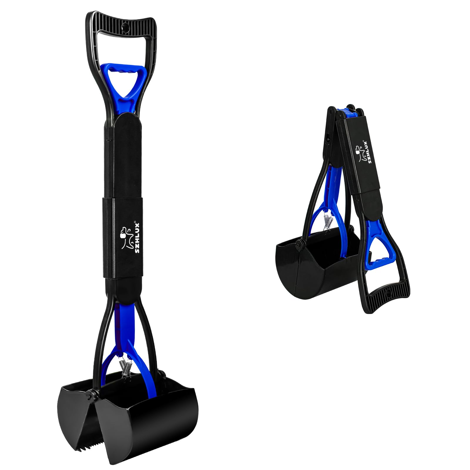 Hond Poep Scooper Huisdier Lange Steel Kaak Kak Scoop Picker Uitwerpselen Collector Schoon Gereedschap Outdoor Opvouwbare Dieren Uitwerpselen Cleaner: Donkerbruin