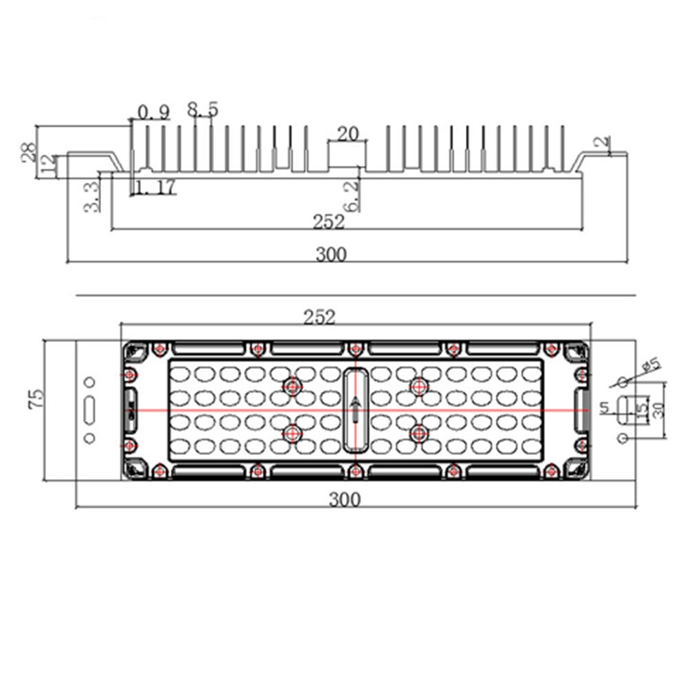 300*78*28 mm Pure aluminum lamp radiator for 20-200W Quantum lamp chip Plant light COB chip Aluminum heat sink