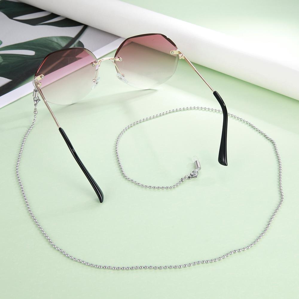 Skyrim Stainless Steel Beaded Glasses Chain Lanyard Women Gold Color Sunglasses Box Chains Eyewear Cord Eyeglass Neck Strap Rope