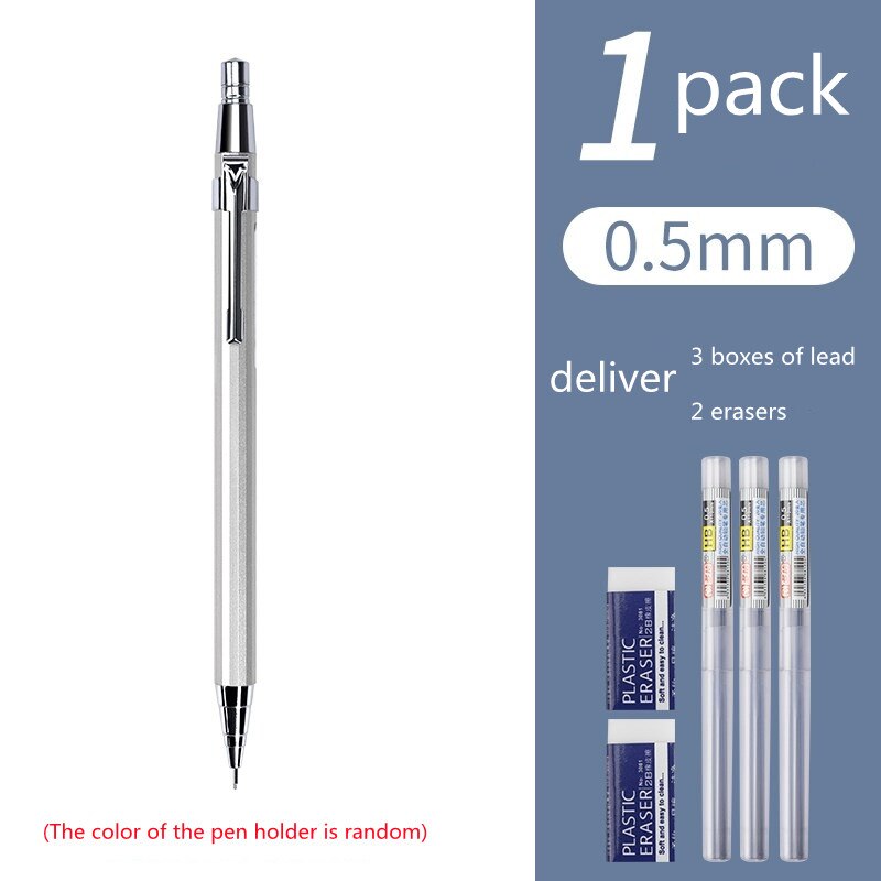 0.5/0.7MM Mechanical Pencil Set Mechanical Pencil Metal Pencil Push mechanical pencil 0.5 school supplies pencils mechanical: 1-0.5-2