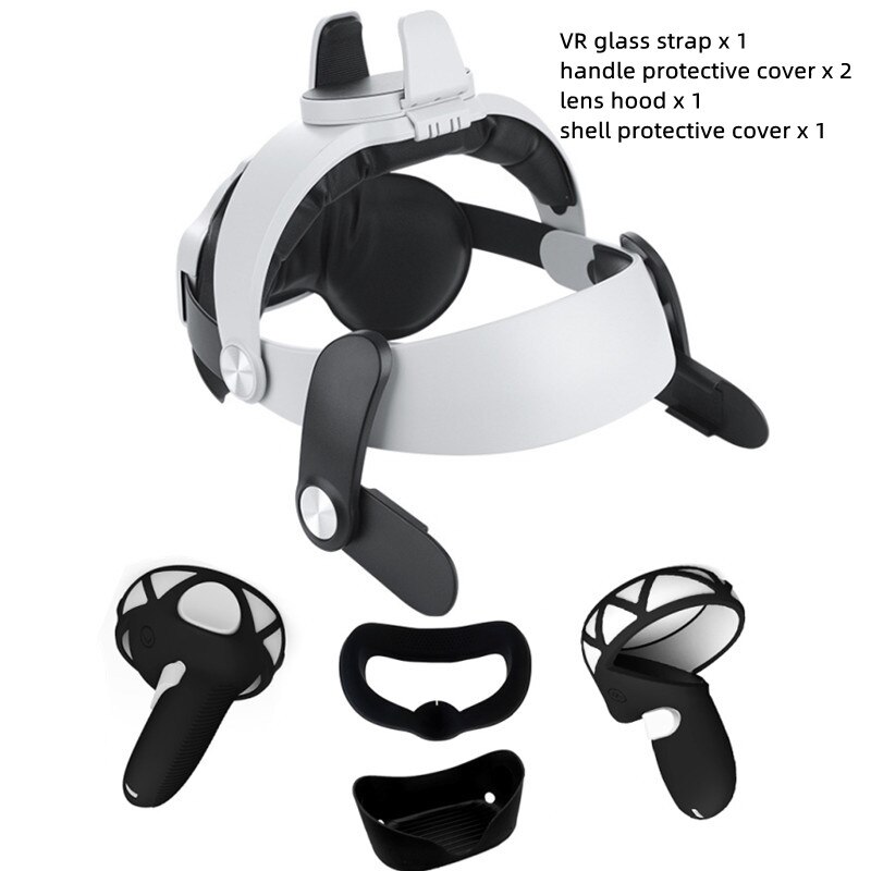 VR Protective Cover Set For Oculus Quest 2 Touch Handle Cover Strap For Oculus Quest 2 Accessories Face Pad Silicone Case: black