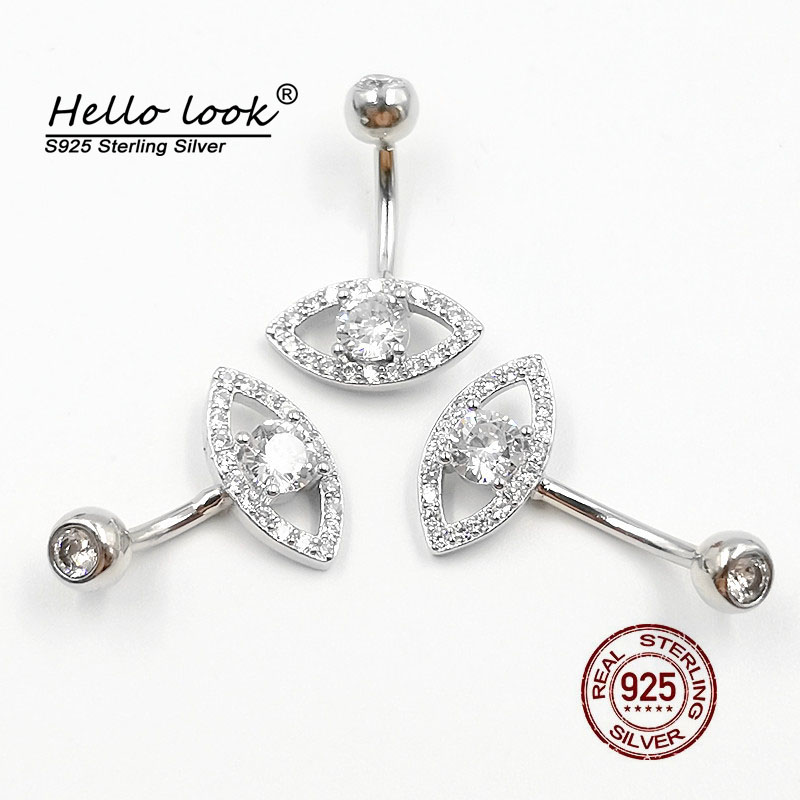 Hellolook 925 Sterling Zilveren Navel Piercing Zirkoon Eye Belly Button Ring Crystal Body Piercing Sieraden Accessoires