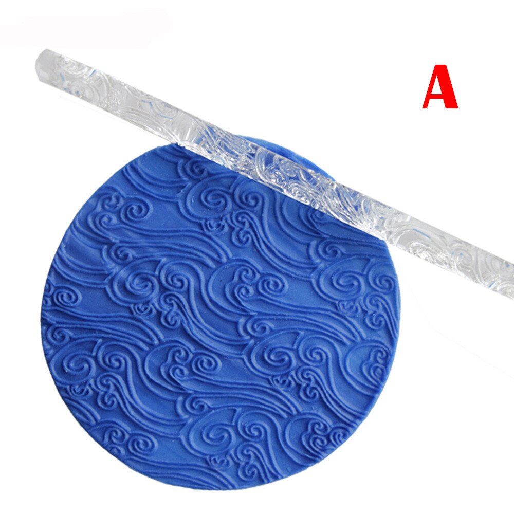 Embossing Acryl Rolling Pin Fondant Suiker Ambachtelijke Cake Bakken Decorating Mould Tool Home Keuken Deeg Rolling Pin Gadgets: A