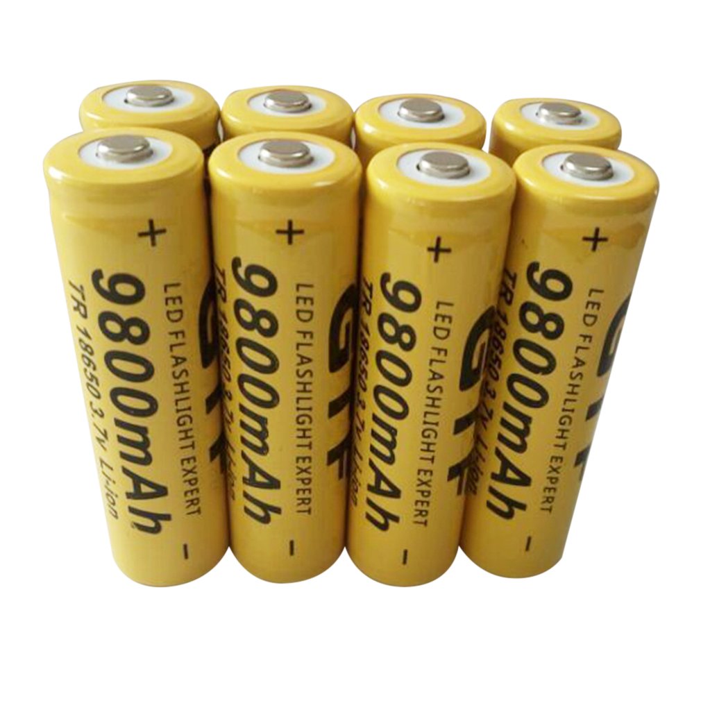 8 pcs Universal 18650 3.7V 9800 mAh Rechargeable Li-ion Batteries Tip Main Batery Cell For LED Flashlight Torch Camera: Default Title