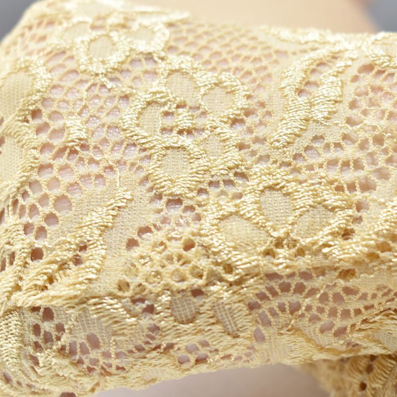 Guantes sin dedos de malla transparente para boda para mujer, manoplas brillantes de encaje Floral Jacquard