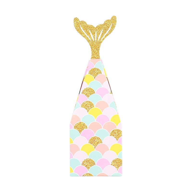Boîtes en papier queue de sirène licorne 10 pièces/ensemble, boîtes à biscuits bonbons Popcorn, fournitures de décoration pour fête d&#39;anniversaire mariage enfants: set E