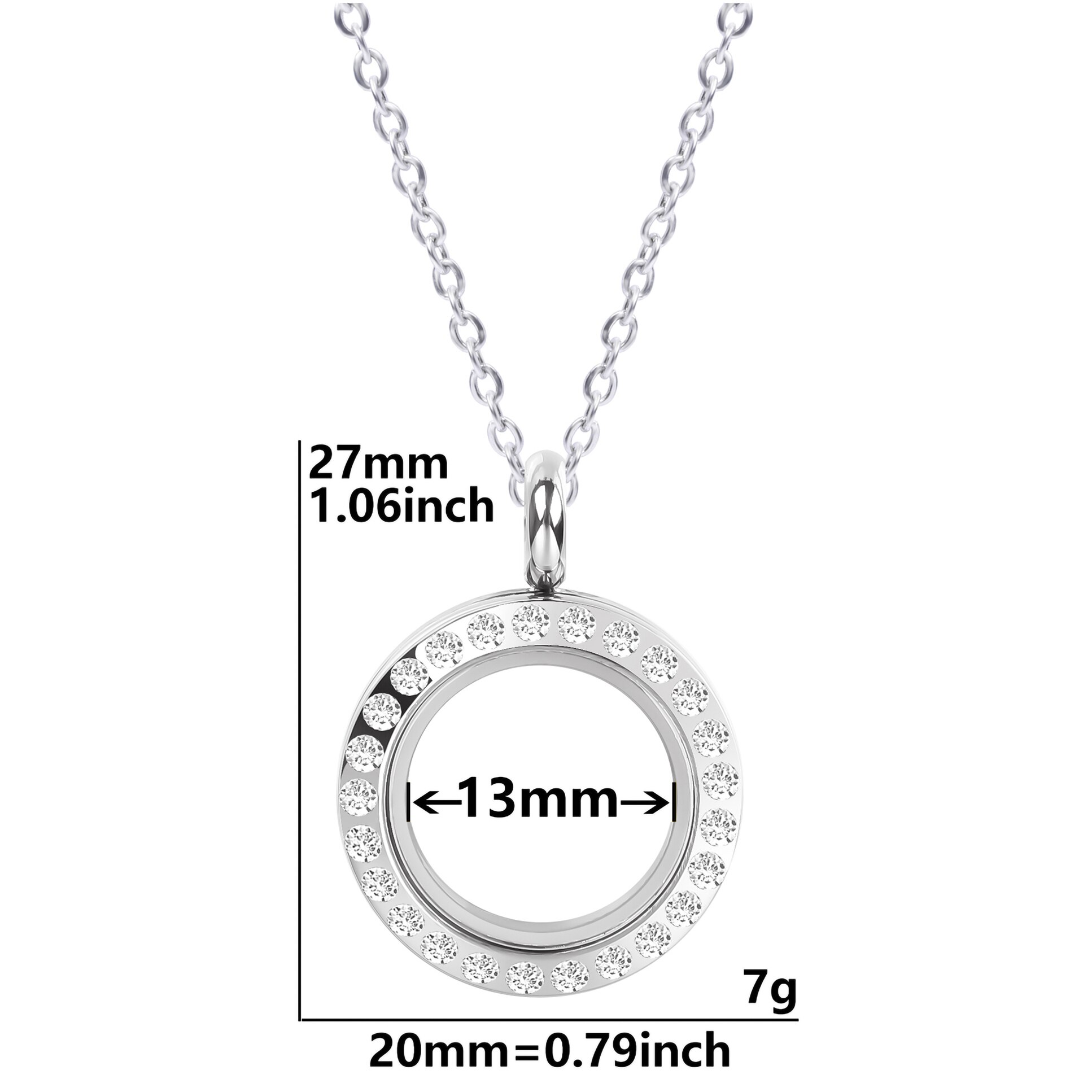 1Pc Stainless Steel Round Glass Floating Relicario Coin Holder Locket Pendant Women Necklaces Diy Hip Hop Collier Hommer Jewelry: Blue Zinc Plated