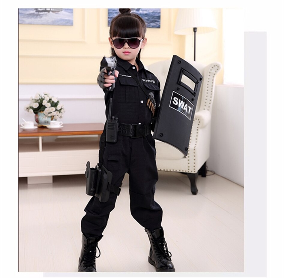 Jongens Politieagenten Kostuums Kinderen Cosplay voor Kinderen Leger Politie Uniform Kleding Set Lange Mouwen Vechten Prestaties Uniformen