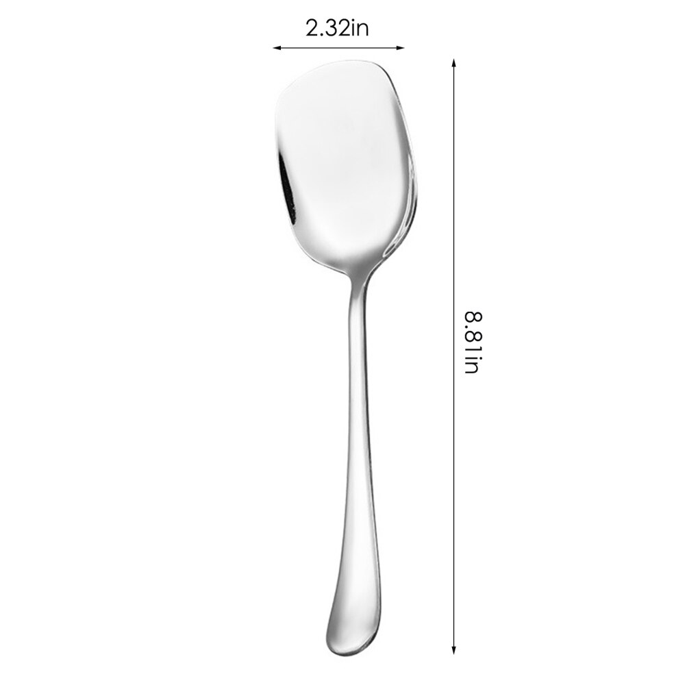 Big Spoon Large Round/Square Handle Stainless Steel Serving Spoon Long Handle Soup Spoon Kitchen Flatware: Square head