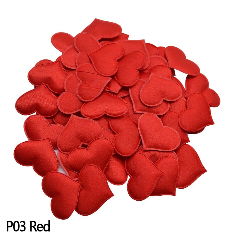 100 pçs coração tecido confetes decoração de mesa de casamento confetes pequeno amor coração pétala diy artesanato feliz aniversário festa suprimentos: Red
