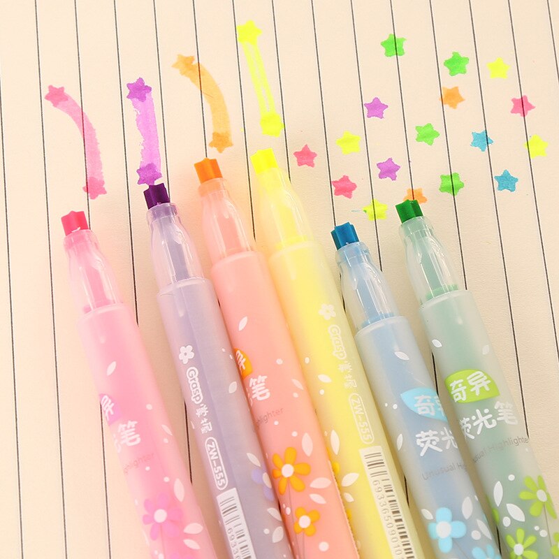 Multifunction Seal Highlighter Large-capacity Cute Star Pen Coloring Scribble Pen Student Prize Learning Office Marking