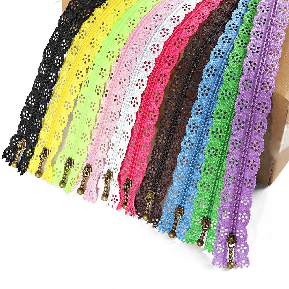 10Pcs 3 # Hanger Kant 20 Cm/25 Cm/35 Cm Nylon Kant Coil Ritsen Naaien Tailoring kledingstuk Handwerk Diy Accessoires Willekeurige Kleur