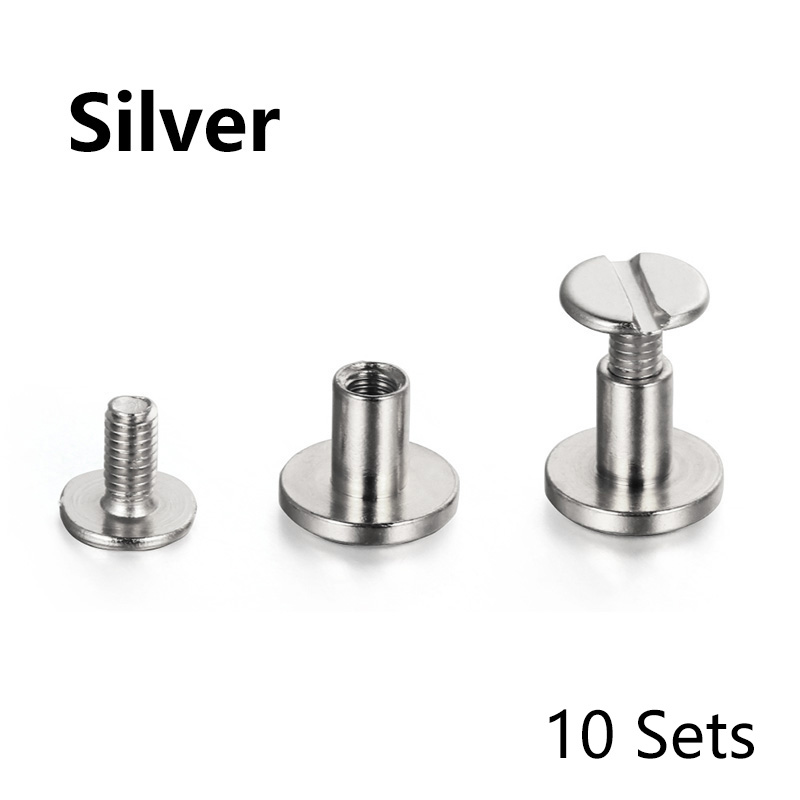 10 sarjaa kiinteä ruuvi naula niitti kaksinkertainen litteä päävyö/hihna niitit matkatavarat nahka metalli askartelu kupari 5mm/6.5mm/8mm vaate niitti: Hopea / 6.5mm
