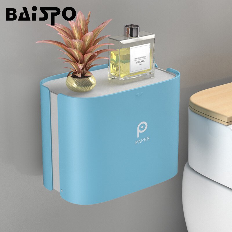 Baispo bærbar toiletpapirholder hygiejnisk papirdispenser hjemmebadeværelse tilbehør vægmonteret vævskasse til badeværelse