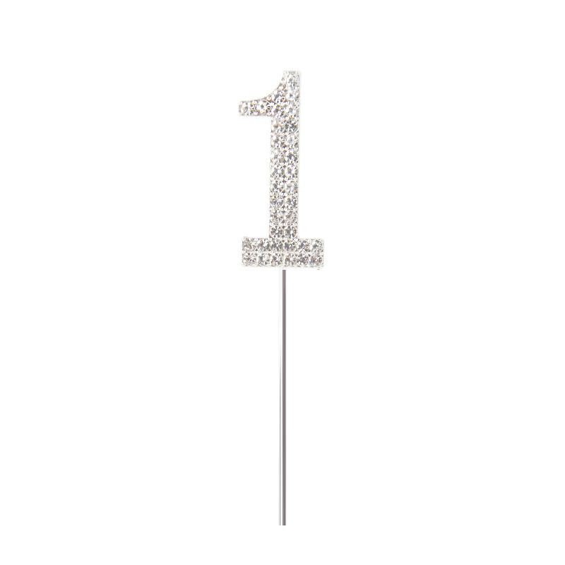 Glitter Alloy Rhinestone 0-9 Number Cake Toppers Gold Silver Digital Cupcake Topper Wedding Birthday Party Dessert Decorations: Fluorescence Yellow