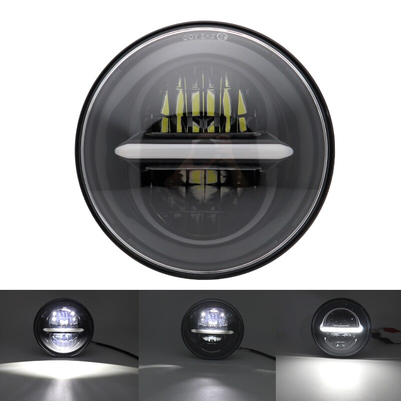 headlight for 883 Harley Dyna Sportster XL883 XL1200 5.75 inch motorcycle round led headlight assembly High power with lens: 50W Black