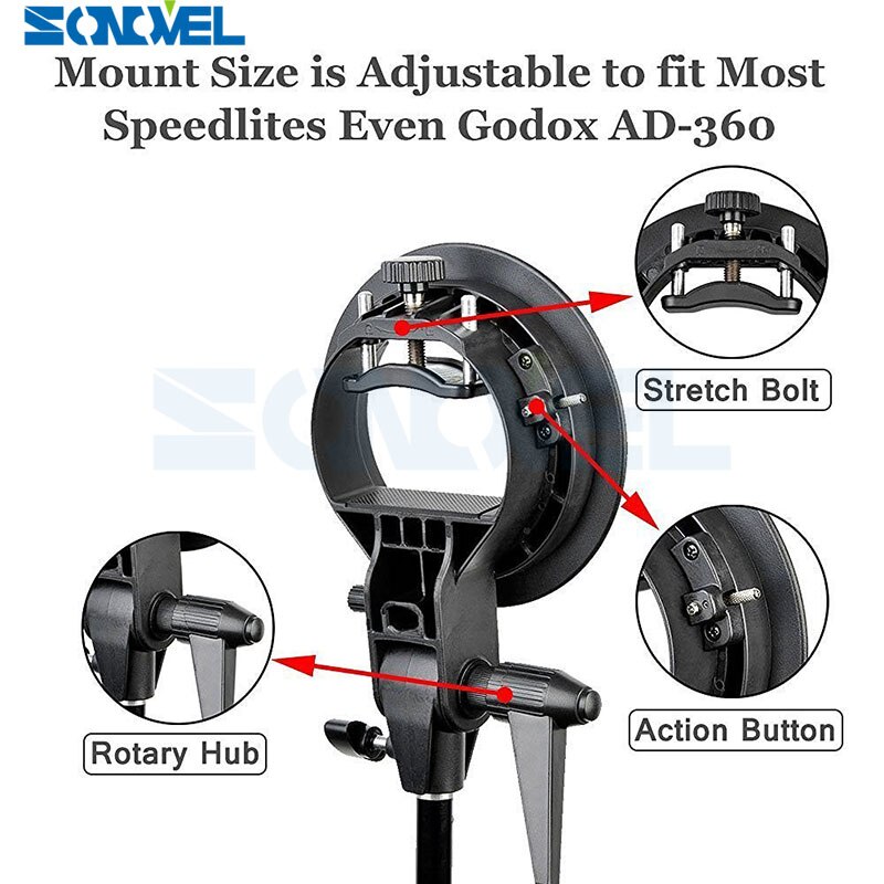 Godox suporte de plástico durável, peça de suporte de montagem para speedlite flash snoot softbox, acessórios de estúdio de fotos