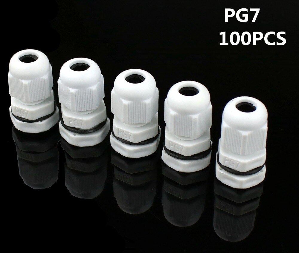 100 pièces Offre Spéciale IP68 étanche en Nylon en plastique câble glande connecteur PG7 pour 3-6.5mm câble