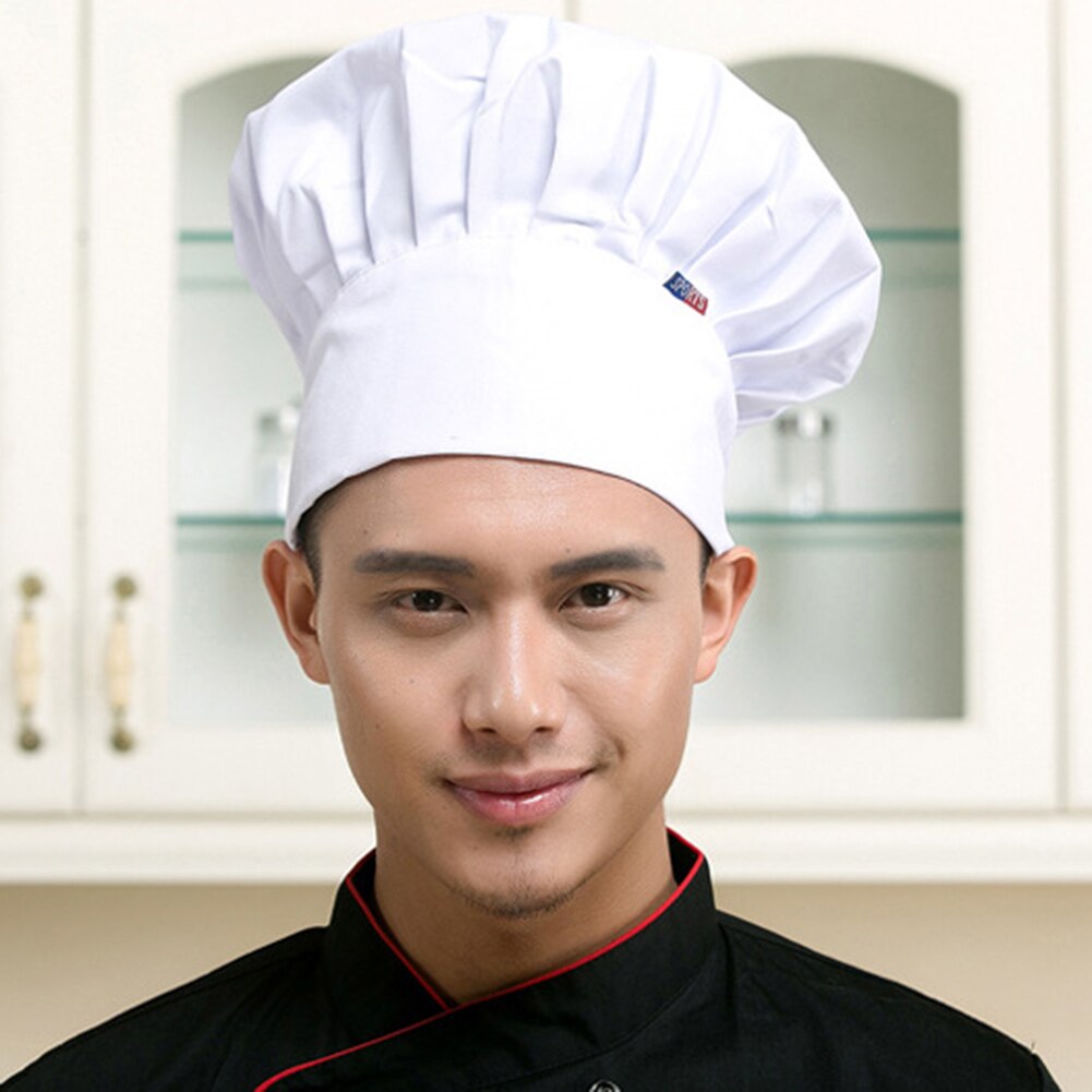 Adjustable Chef Hat Men Women Catering Cooking Cap Kitchen Elastic Pleated Work Cap Kitchen Cooker Hat Chef Hat