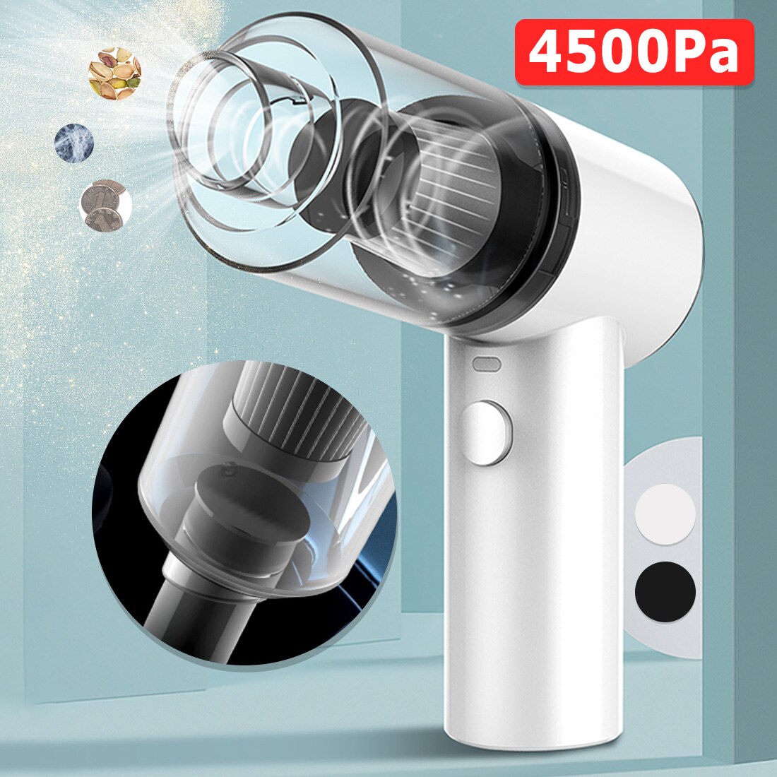 Portable Mini Wireless Car Vacuum Cleaner Wet Dry Dual Use Handheld Auto Vacuum Cleaner for Car Interior & Home Cleaning