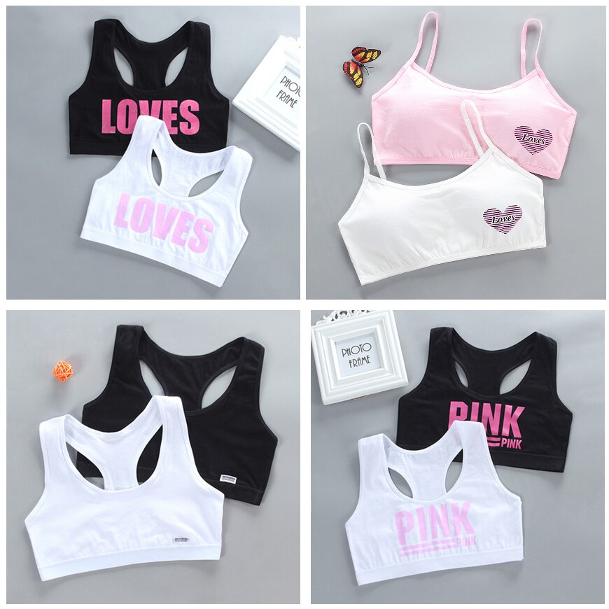 10PC Summer Girl Bras Teen Crop Top Sport Training Bras Puberty Underwear Vest Racerback Kids Tube Top Droppshipping 12