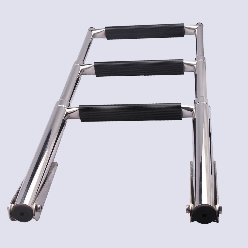 Stainless Steel 3 / 4 Steps Boat Telescopic Ladder Marine Transom Boarding Ladder Feet fit Swim Step Over Platform