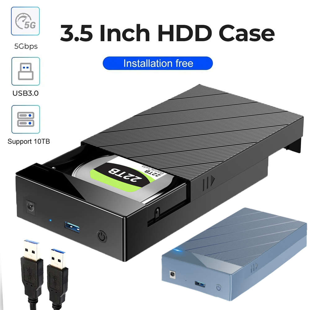 2.5/3.5 -tums hårddiskhölje usb 3.0- hårddiskhölje sata till usb 3.0 extern hårddiskläsare 10tb- adapter för bärbar dator