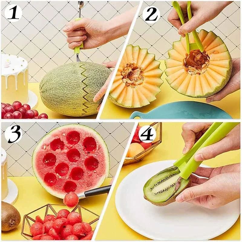 Colheres de melão ferramenta de corte de frutas fatias de faca de melancia diferentes utensílios de cozinha inovadores acessórios coisas úteis para casa