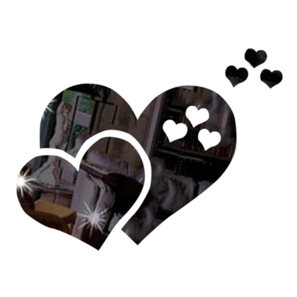 3D Mirror Sticker DIY Self Adhesive Acrylic Mirror Mural Decals Modern Bedroom Living Room Background Art Home Decoration: Black 20cm Heart