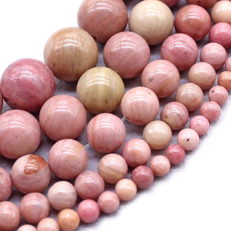 Strand 15'' Natural Rhodochrosite Red Stone For Jewelry Making Pink Loose Beads DIY Bracelet 4mm 6mm 8mm 10mm 12mm