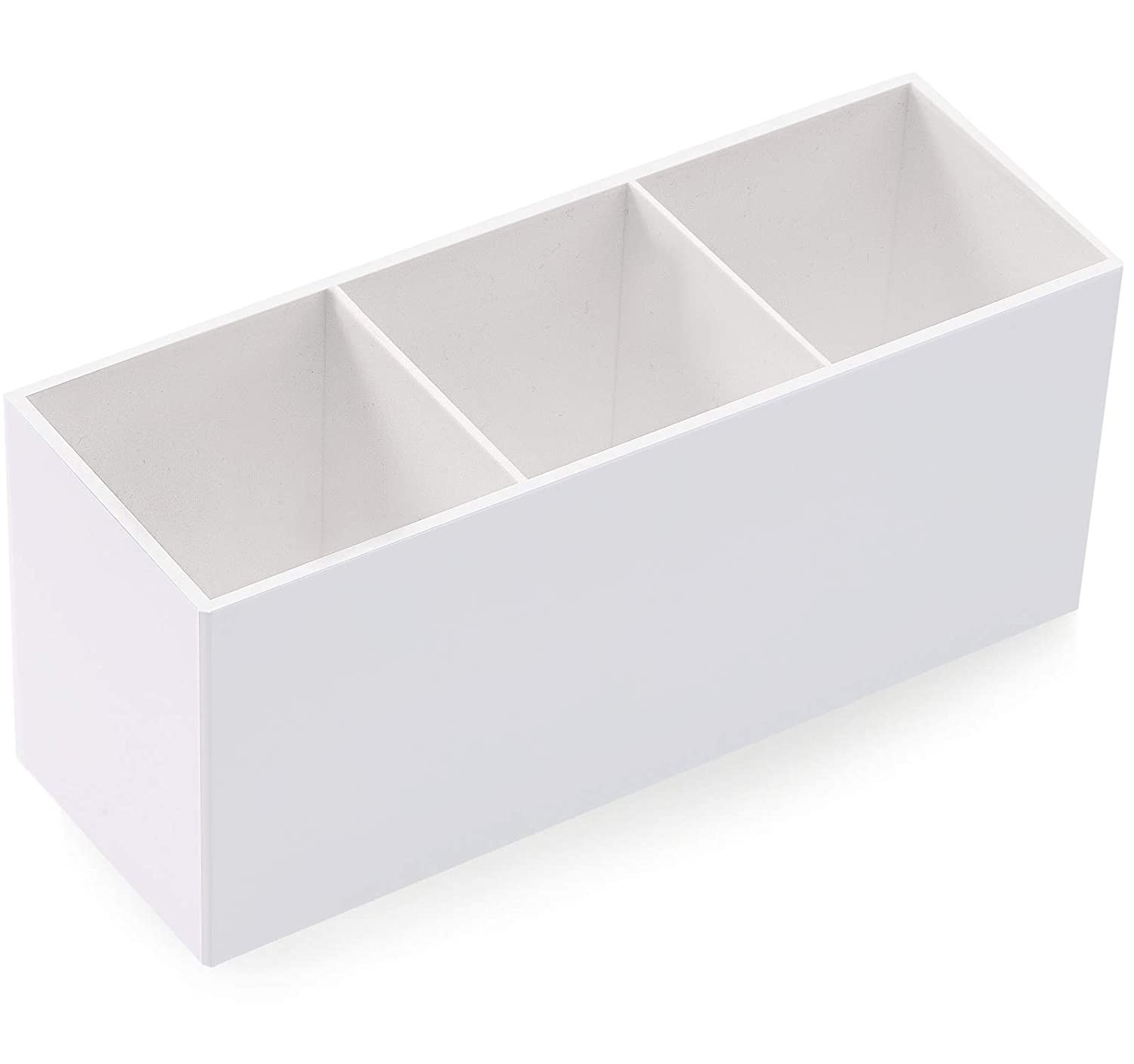 Makeup Brush Holder Organizer Storage 3 Slot Acrylic Cosmetics Brushes Storage Solution Perfume Organizer Makeup Black White: white