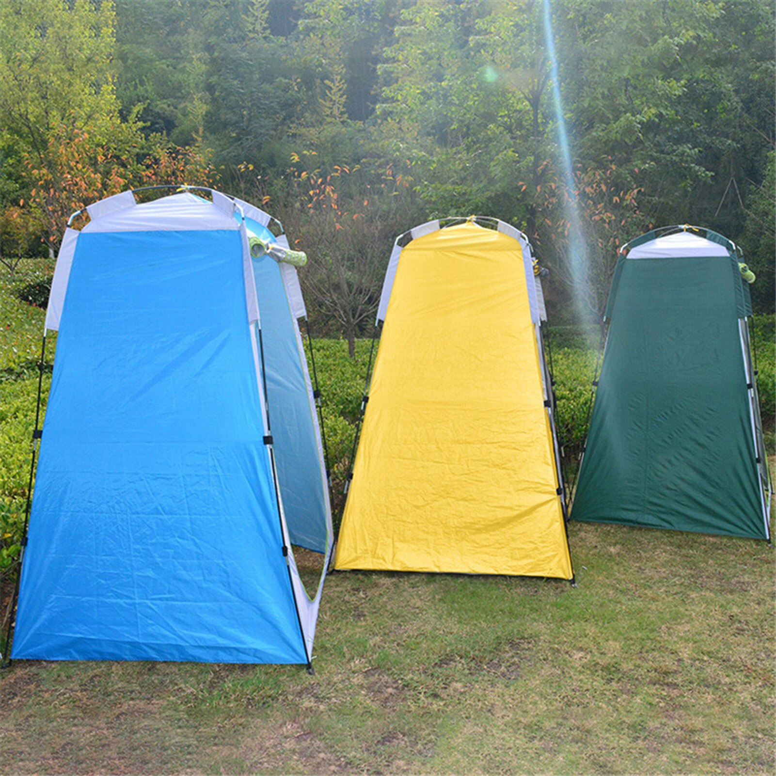 Tienda portátil de ducha al aire libre, conjunto fácil, baño de campamento, abrigo de lluvia para acampada y playa, tienda de campaña de privacidad Pop-Up