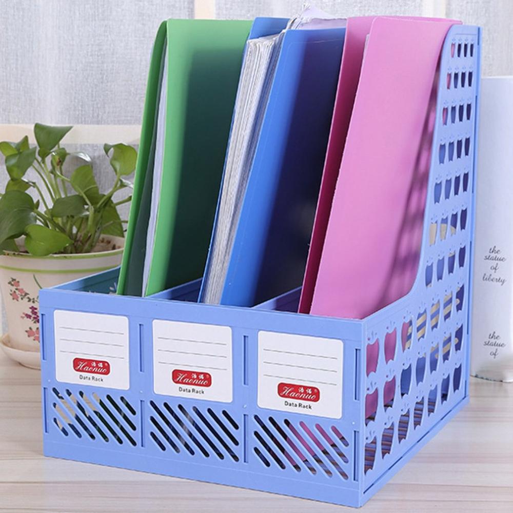 244*265*310mm PP plastic File Box Office Stationery Blue File Rack Three In One Pp Plastic Data Frame