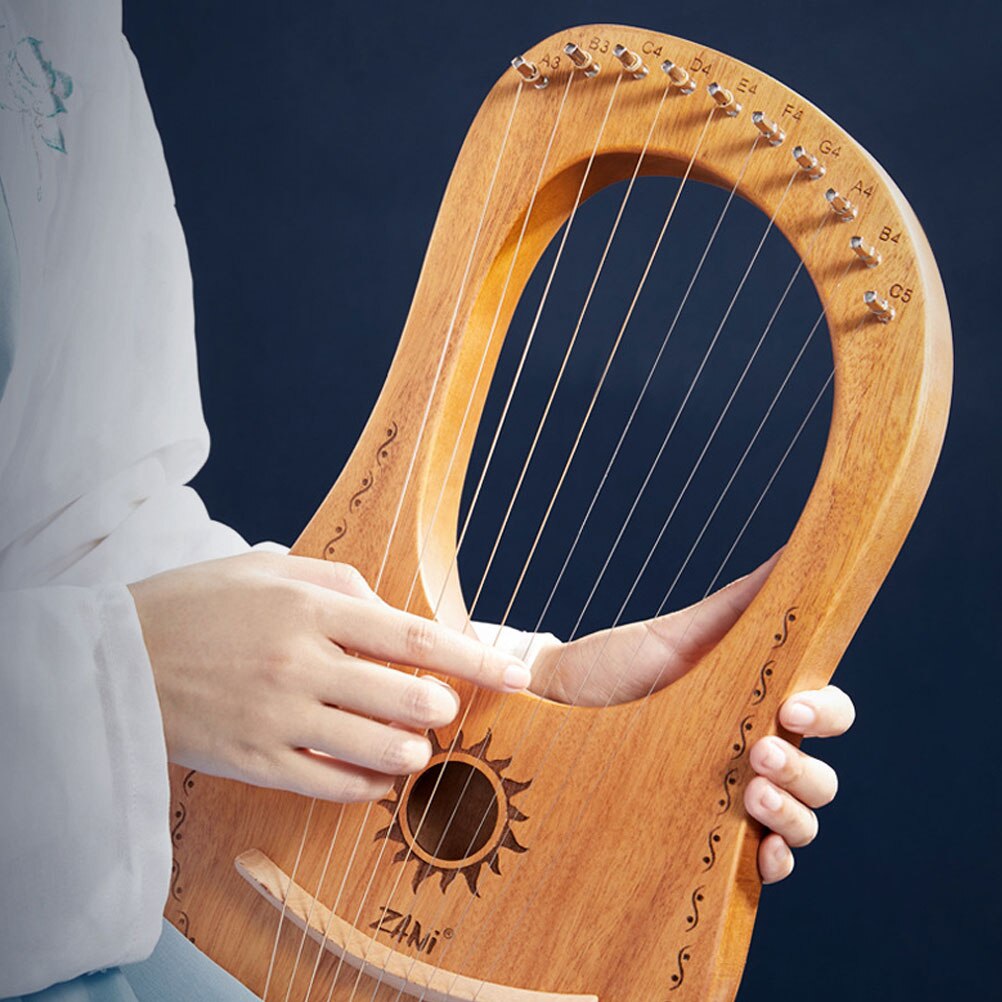 1 Set Lyre Harp 10-String Ancient Style Lyre Harp Mahogany String Instrument